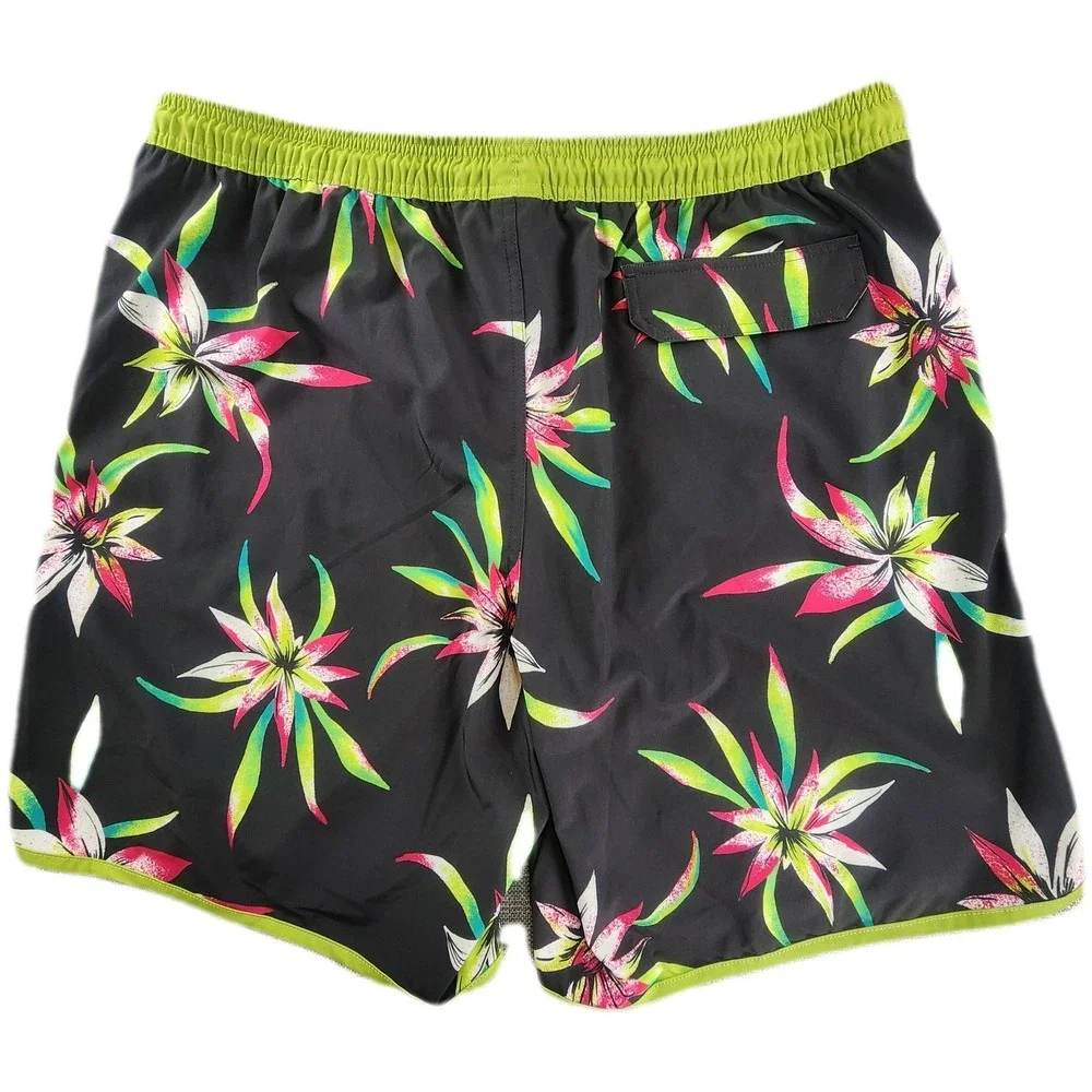 Hot Coals Mens XL Black Floral Board Shorts Swim Trunks Tropical